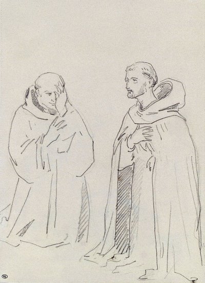 Two Kneeling Monks by Édouard Manet